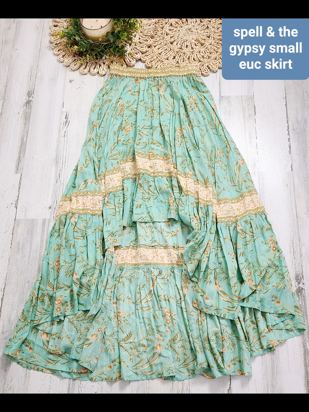 Spell Aqua Floral High-Low Skirt